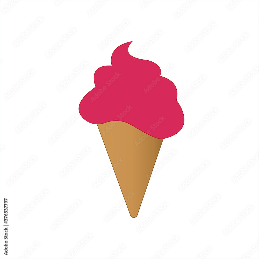 Strawberries  Ice cream in waffle cone
