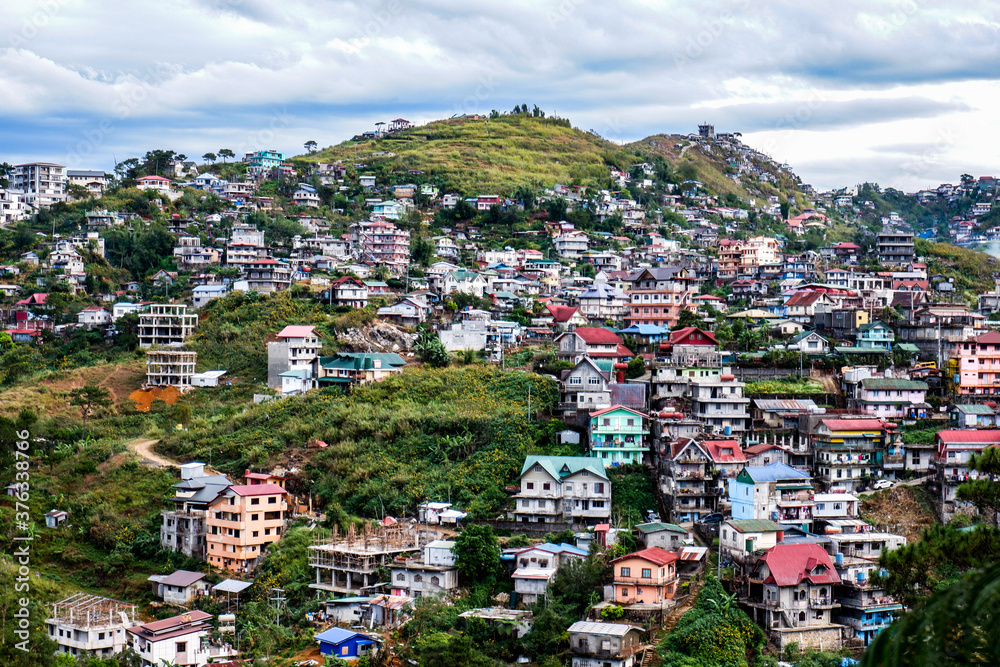 Colorful mountain side houses