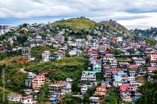 Colorful mountain side houses