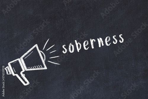 Chalk sketch of loudspeaker and inscription soberness