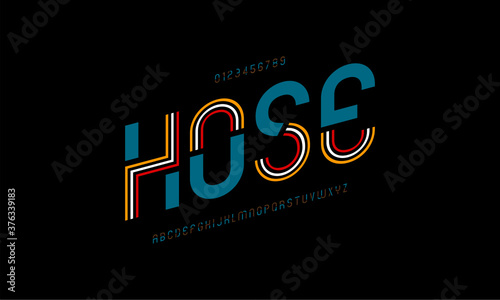 Line art font set. Typography fonts set design alphabet.