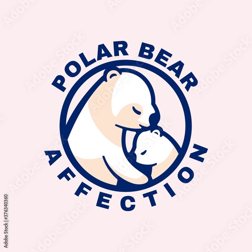 Vector Logo Illustration Polar Bear Simple Mascot Style.