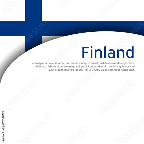 Finland flag background. Finland flag on a white background. National poster design. State finnish patriotic banner, flyer. Business booklet. Paper cut style. Vector illustration