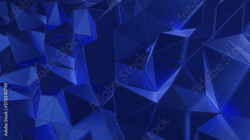 3D rendering Polygon dark blue color Abstract background
