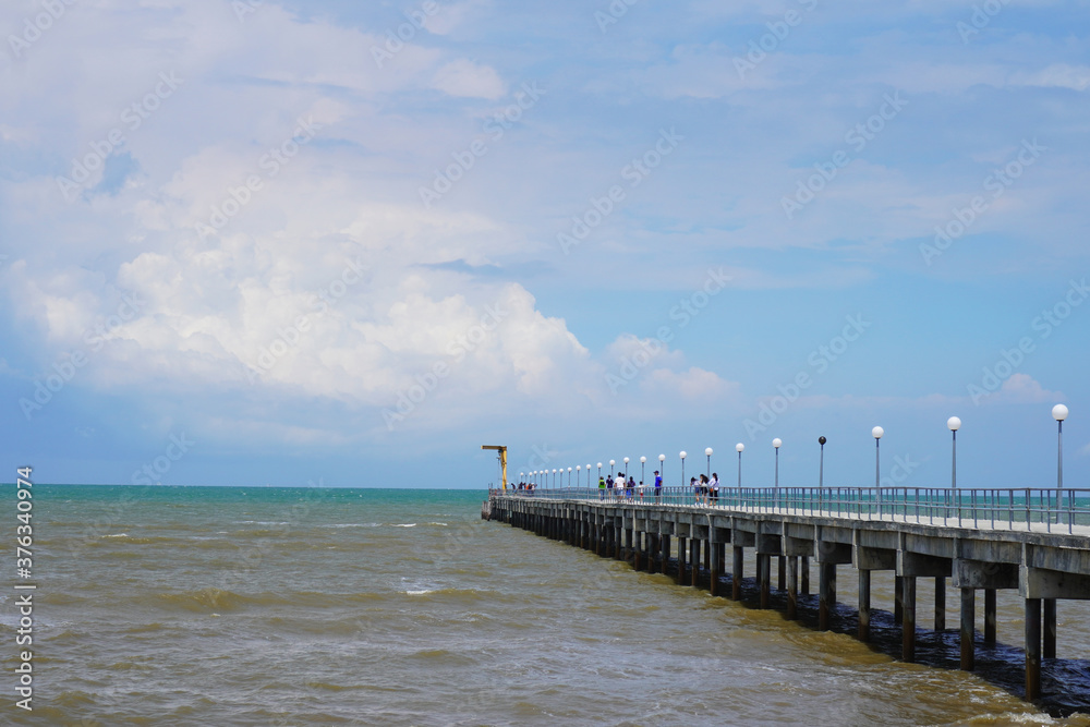  The lover's bridge is a concrete pier that leads far out to sea, with a jetty at the end that allows fishing boats to dock at Tanjung Sepat.