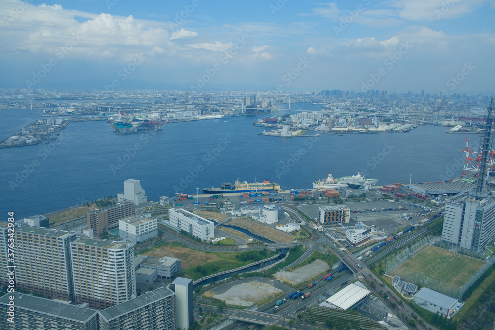 大阪南港の風景　ハイアングル　遠景