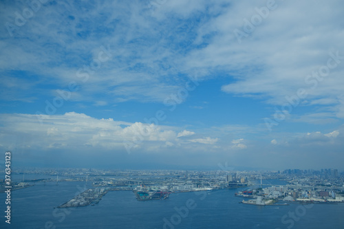 大阪南港の風景 ハイアングル 遠景
