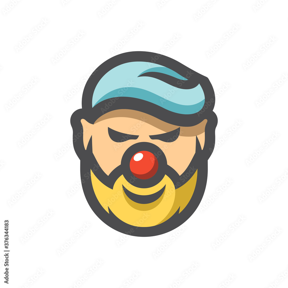 Happy Clown face Vector icon Cartoon illustration