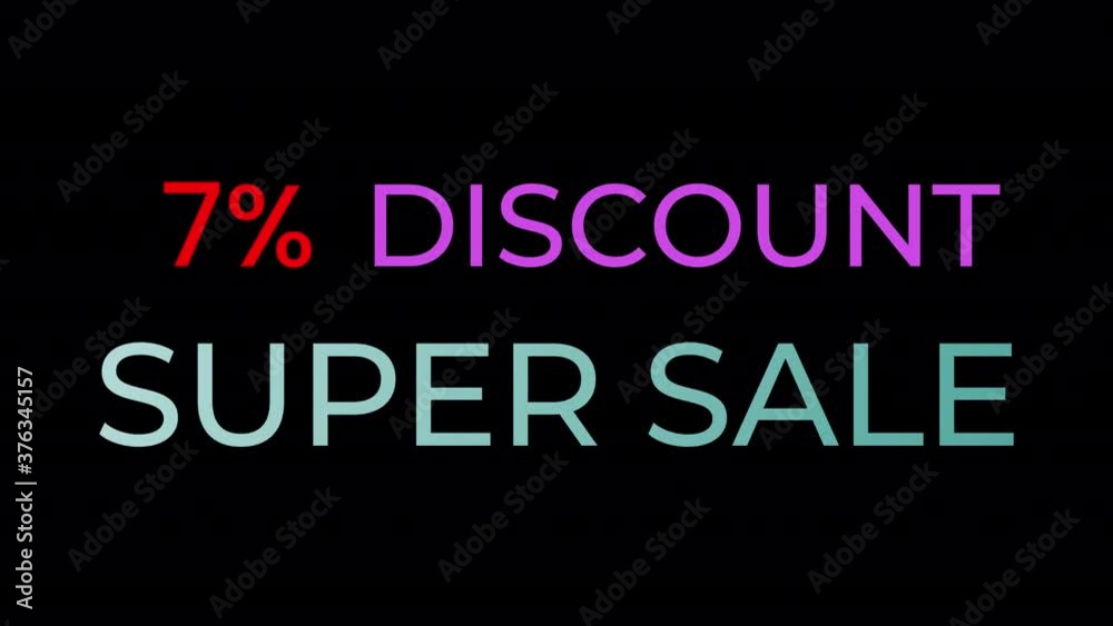 Seven percent discount, animated text. Transparent alpha channel. Seven percent discount, animated text. Transparent alpha channel.