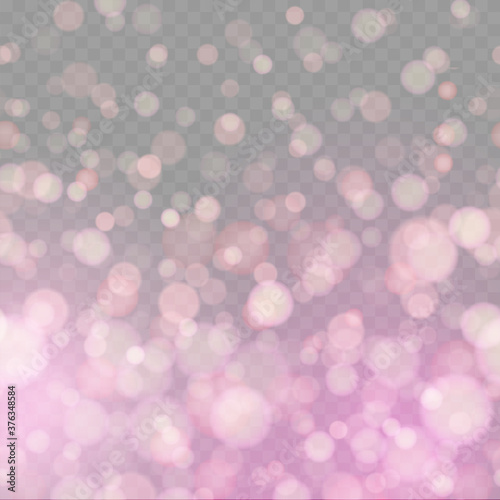 Soft glitter sparkles defocused rays lights bokeh transparent background. Vector