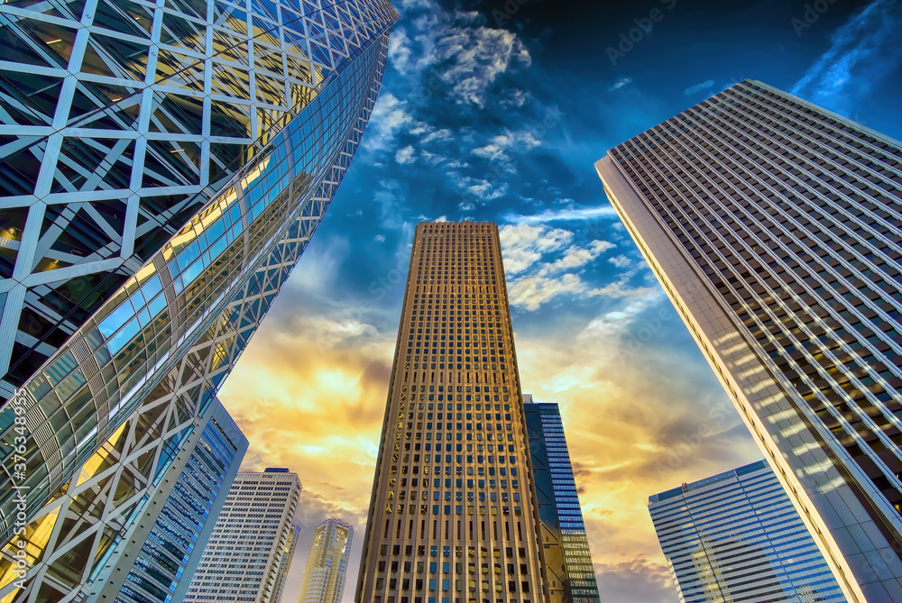 Modern office towers in Nishi Shinjuku, Tokyo, Japan, just before sunset Modern office towers in Nishi Shinjuku, Tokyo, Japan, just before sunset
