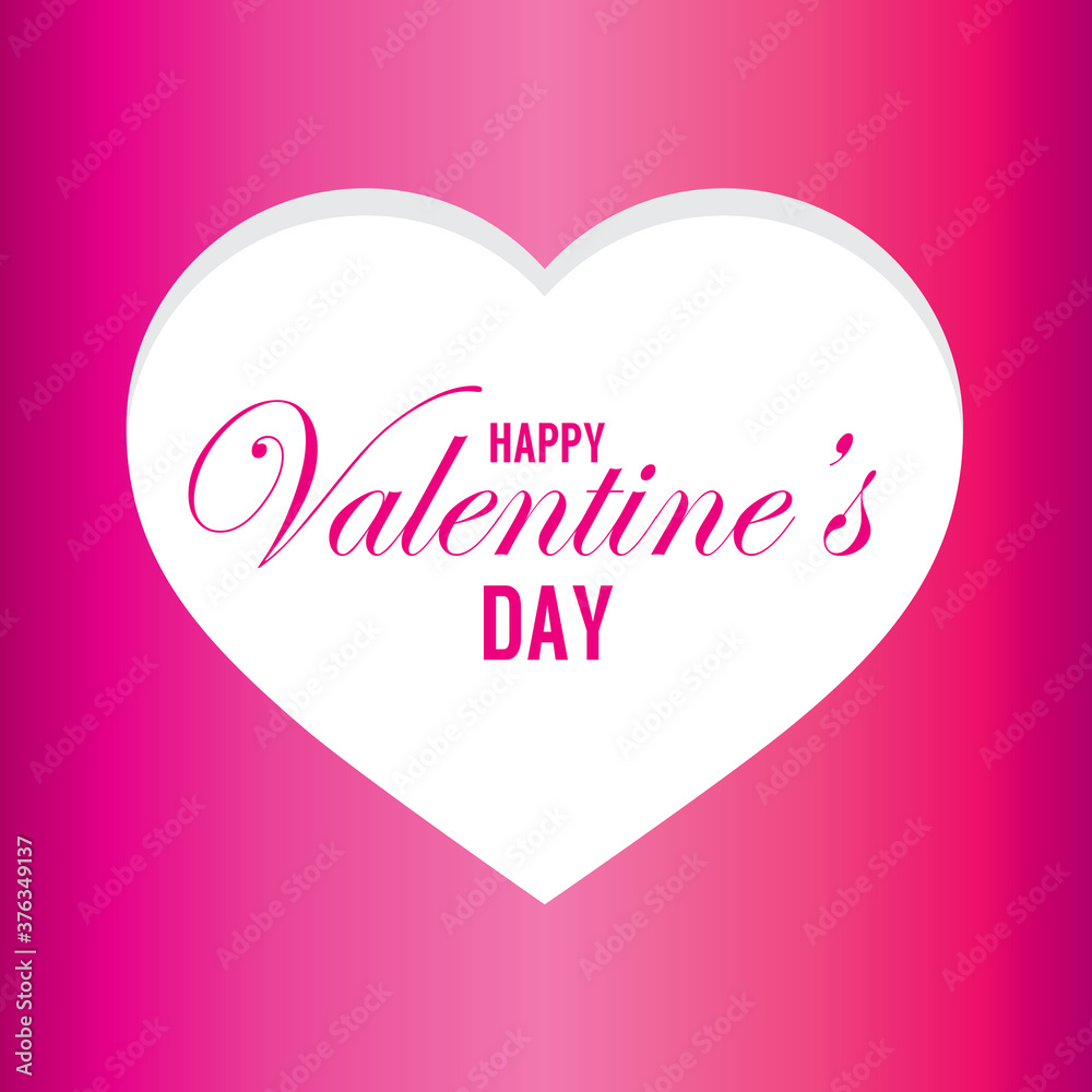 Heart Shape and Lettering Happy Valentine Day On Pink Background Card Design Vector Illustration.