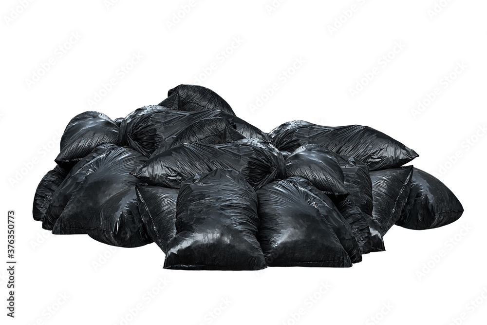 Plastic garbage bags isolated on white background
