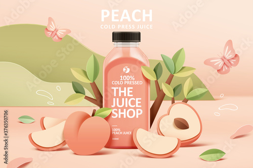 Juice ad in 3d paper cut design