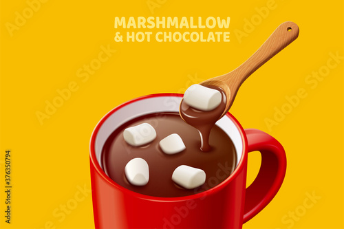 Fototapeta Marshmallow hot chocolate