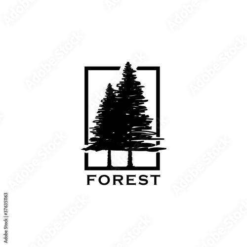 pines tree logo design vector template.Evergreen logo inspiration	