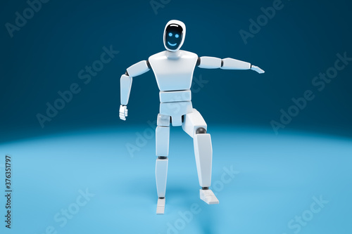 3d rendering female cyborg with goggle open hand