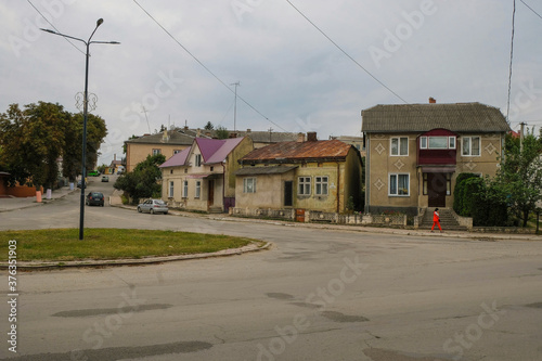 Illustrative Editorial. Borshchiv, Ternopil region, Ukraine. September 03, 2020. Crossroads on Stepana Bandera Street. Old architecture. Local tourism.