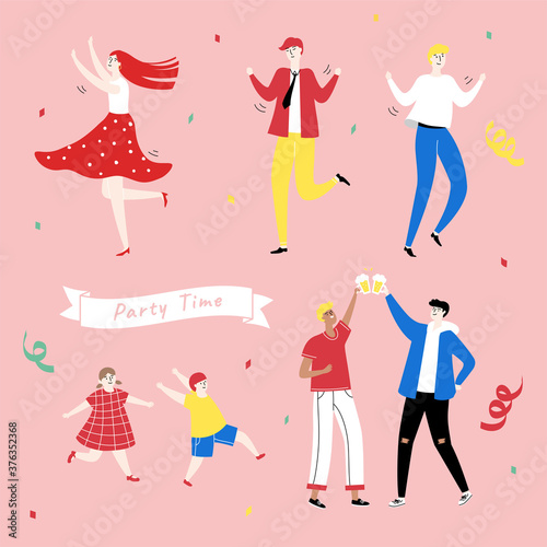 Colorful party time doodle
