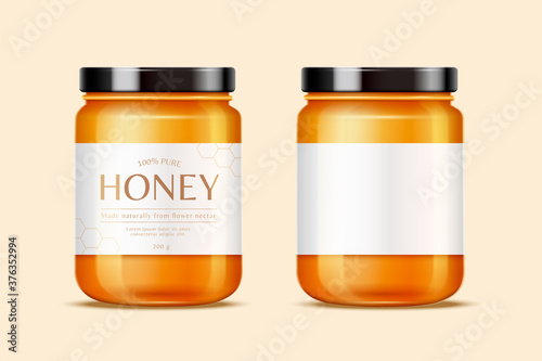 Honey jars with labels