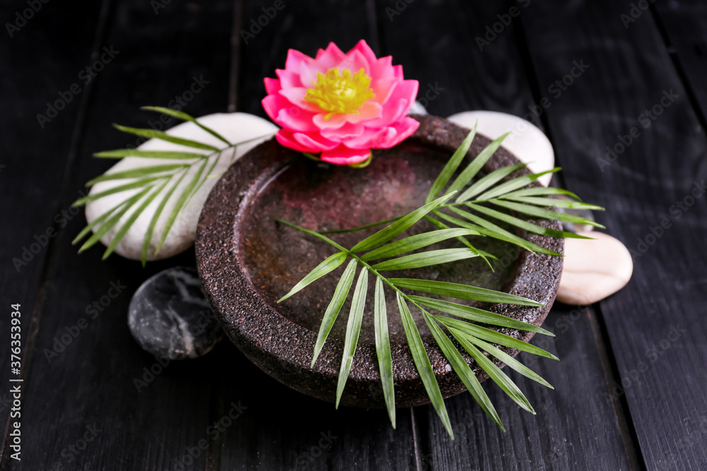 Beautiful spa composition on dark background. Zen concept