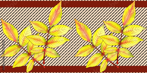 Leaf pattern. Autumn colorful leaves in a chaotic order. Seamless background, texture for printing on paper or fabric. The theme of autumn.