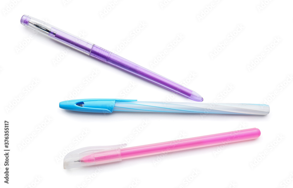 School pens on white background School pens on white background