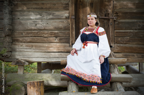 Woman wearing Finnish-Ingrian national costume, 