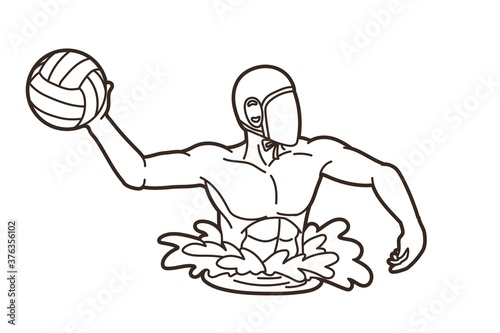 Water Polo player cartoon graphic vector