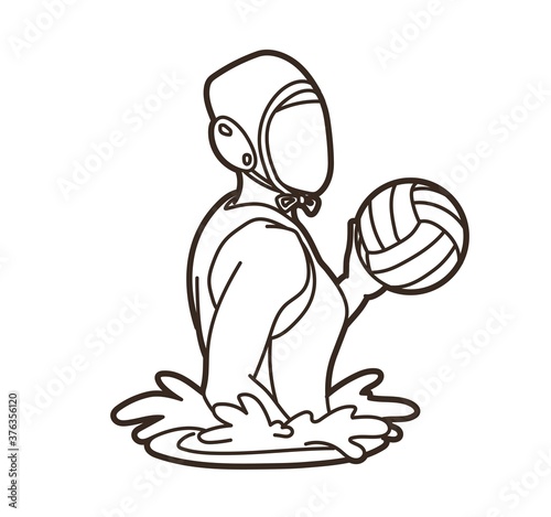 Water Polo player cartoon graphic vector