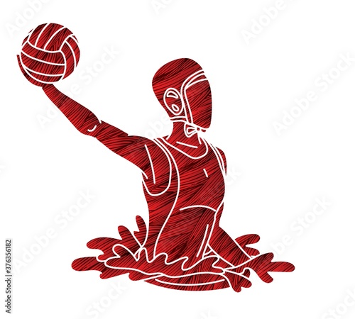 Water Polo player cartoon graphic vector