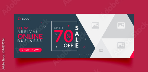 online sale facebook cover page timeline web ad banner template with photo place modern layout