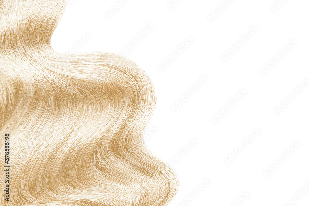 Blond shiny hair isolated on white. Background with copy space Blond shiny hair isolated on white. Background with copy space