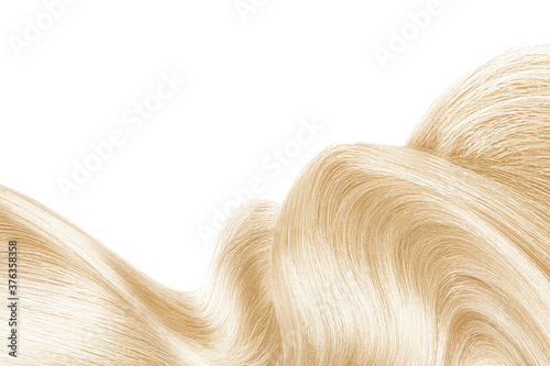 Blond shiny hair isolated on white. Background with copy space © MAKOVSKY ART