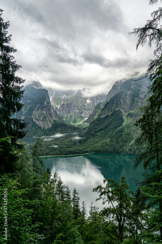 Konigssee Idyllic alpine lake in Berchtesgaden, Bavaria, Germany
