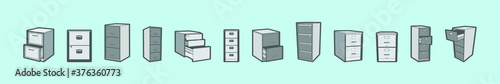 set of file cabinet cartoon icon design template with various models. vector illustration