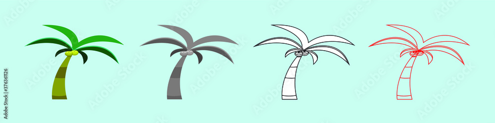 set of palm tree cartoon icon design template with various models. vector illustration set of palm tree cartoon icon design template with various models. vector illustration