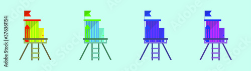 set of life guard cartoon icon design template with various models. vector illustration
