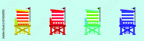 set of life guard cartoon icon design template with various models. vector illustration