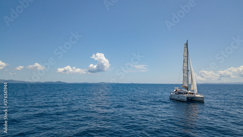 sailing a catamaran in adriatic sea