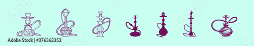 set hookah design template with various models. vector illustration