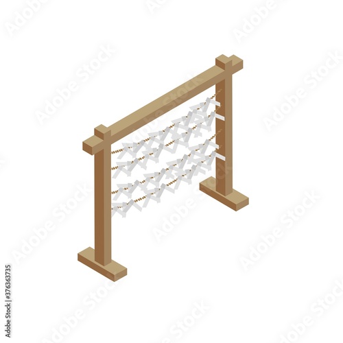 おみくじ掛け　イラスト　アイソメトリック
