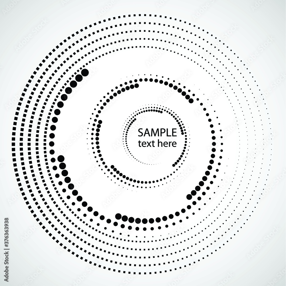 Halftone dots in circle form. round logo . vector dotted frame . design element