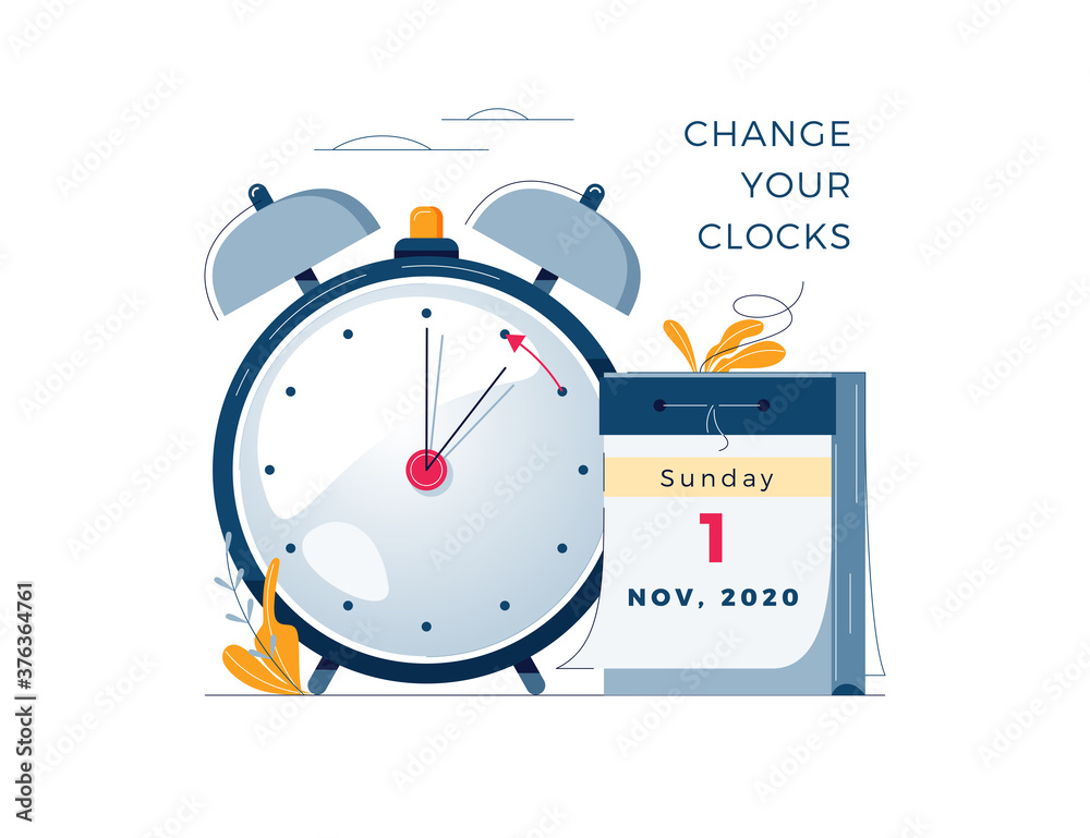 European summer time ends clock with cloud Vector Image