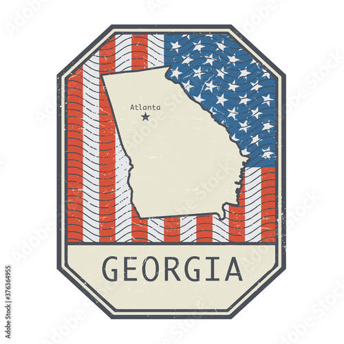 Stamp or sign with the name and map of Georgia, United States