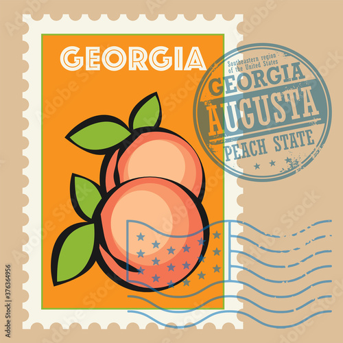 Stamp or sign with the name and map of Georgia, United States