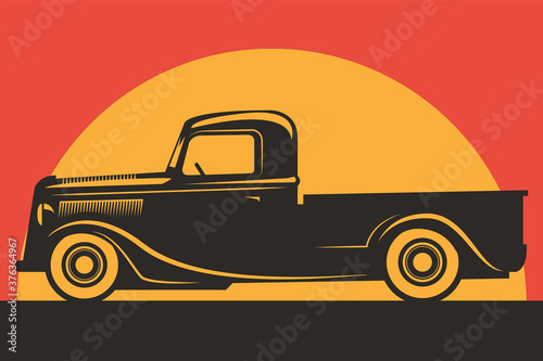 Retro Hot Rod pick-up poster