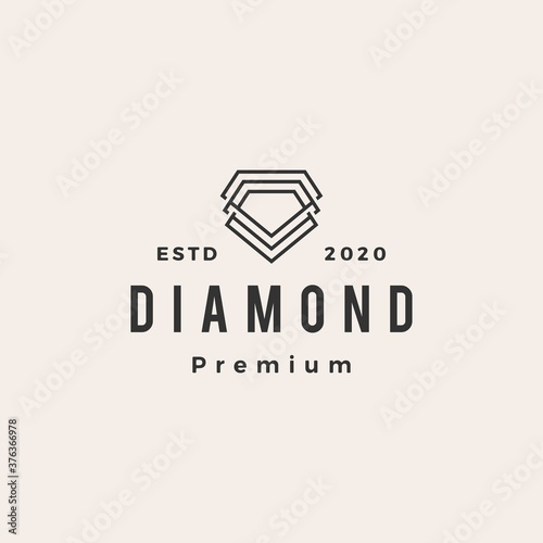 diamond hipster vintage logo vector icon illustration