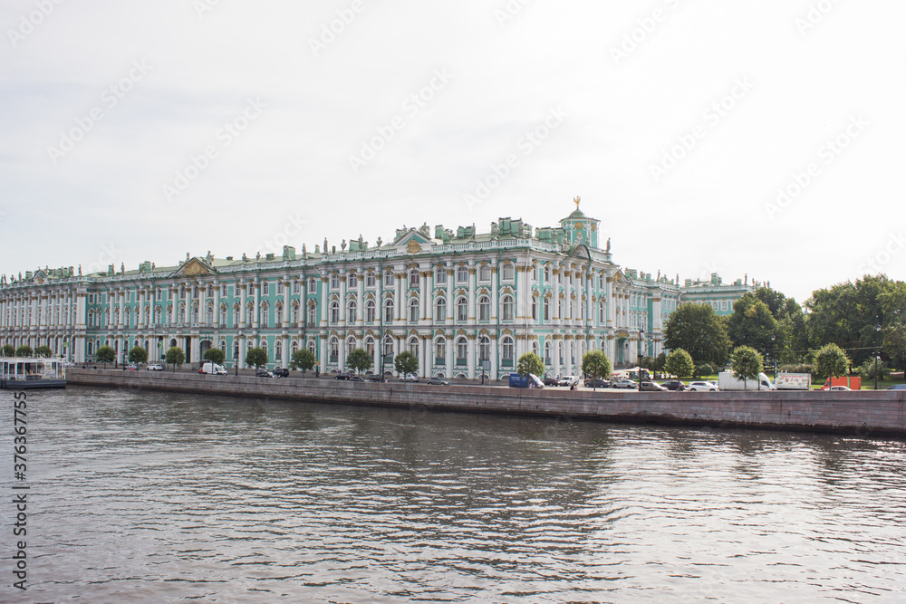 View of the Winter Palace and Palace Square in St. Petersburg. Hermitage, Russia