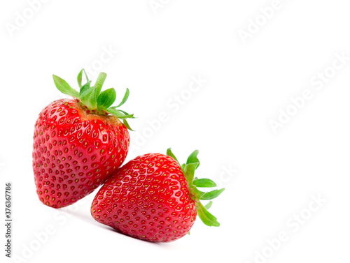 Strawberry on white background. Fresh sweet fruit closeup